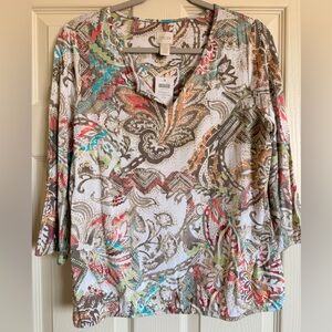 Chico's Paisley Women's Blouse Ivana Size 1 NWT